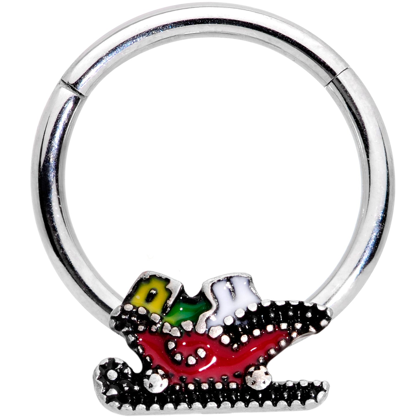 16G 3/8 Santa's Sleigh Ride Hinged Segment Ring