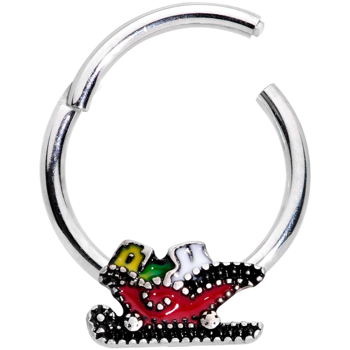 16G 3/8 Santa's Sleigh Ride Hinged Segment Ring