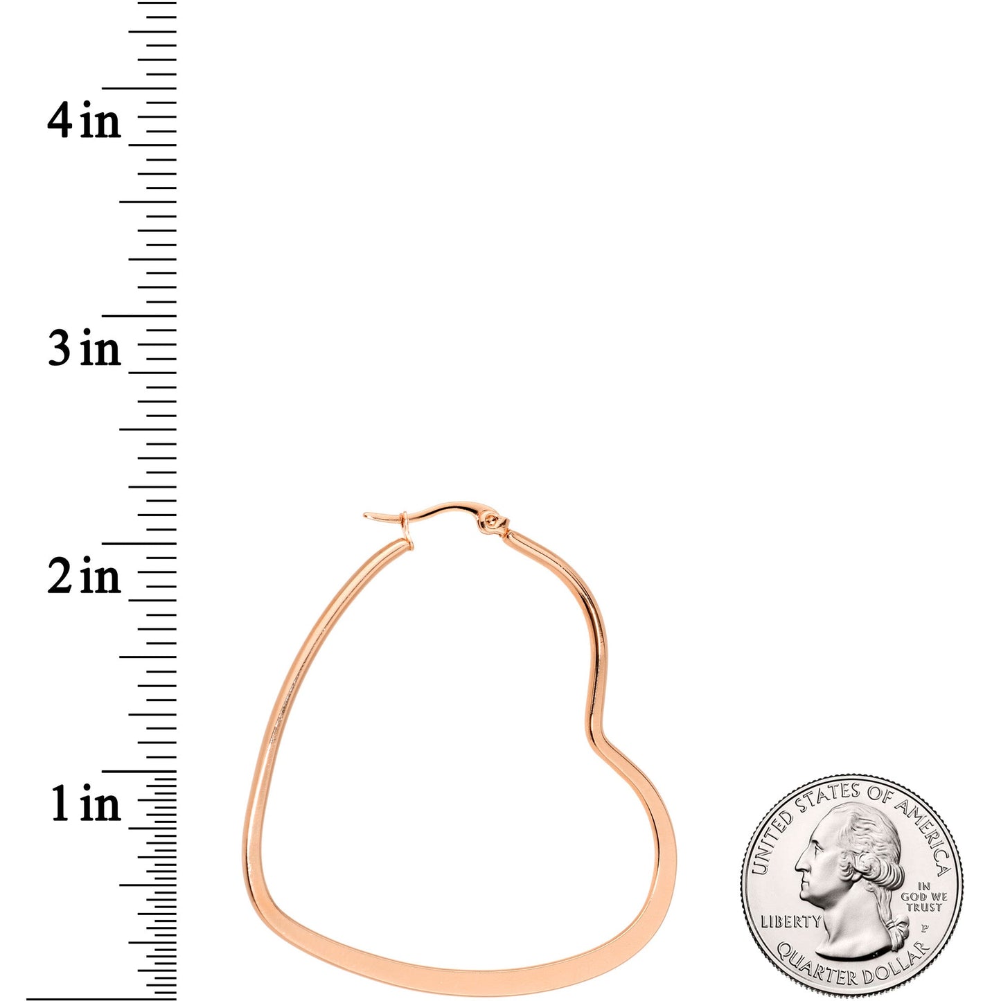 50mm Rose Gold Tone Heart Shaped Hoop Earrings