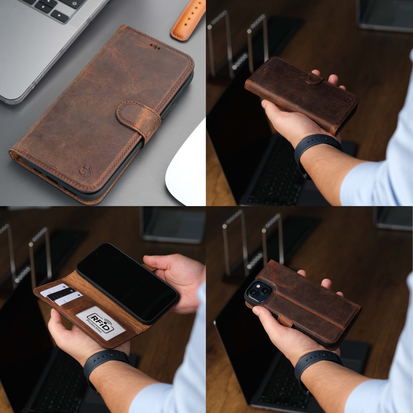 Casper Leather iPhone 15 Wallet Case | Detachable MagSafe Compatible RFID Protection