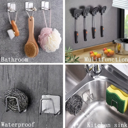 4pcs Stainless Steel Wall-Mounted Organizer Set - Perfect for Kitchen | Kitchen Accessories | Kitchen + Metal