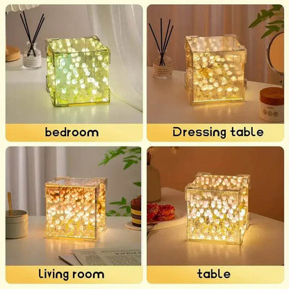 DIY Tulip Mirror Cube Lamp – Handmade Romantic Flower Table Light for Home Decor
