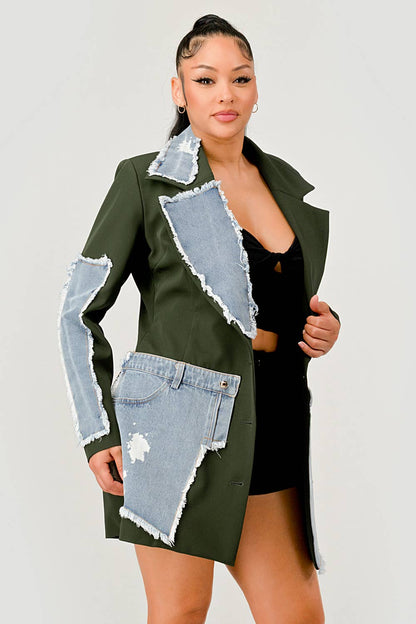 Athina Denim Mix Casual Blazer