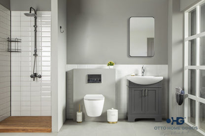 Luna 26" Pepper Bathroom Vanity with Porcelain Top & Brushed Nickel Hardware