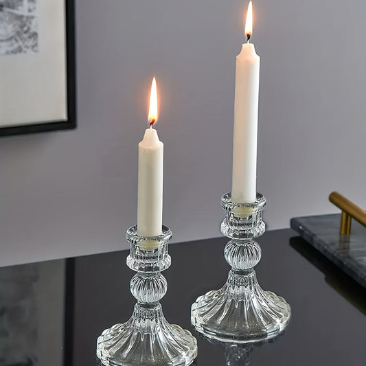 Scandinavian Glass Diamond Candle Holder  Elegant Decor Accent