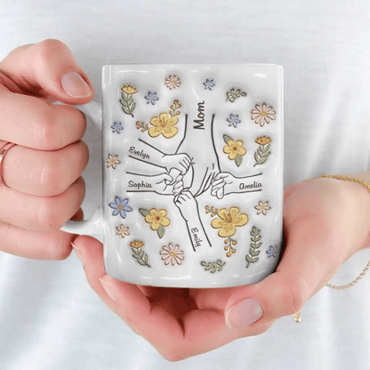 You Hold Our Hands, Also Our Hearts - Personalized 3D Inflated Effect Printed Mug - Gift for Mom, Wife, Grandma, Mother's Day