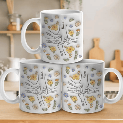 You Hold Our Hands, Also Our Hearts - Personalized 3D Inflated Effect Printed Mug - Gift for Mom, Wife, Grandma, Mother's Day