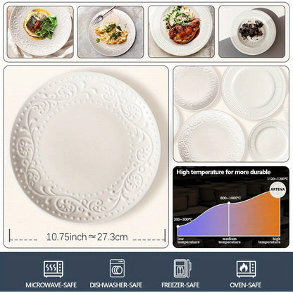 Artena 4Piece Embossed Porcelain Dinner Plate Set