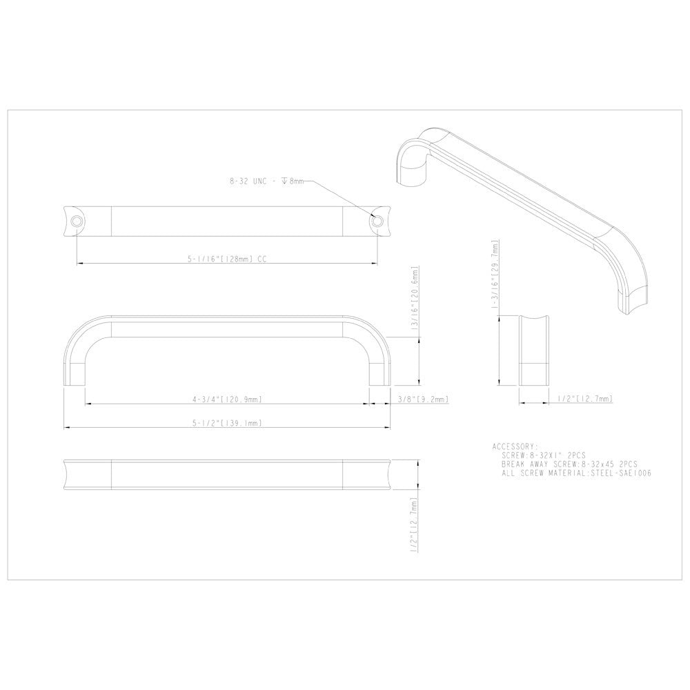3" Center-to-Center Satin Nickel Rae Cabinet Pull