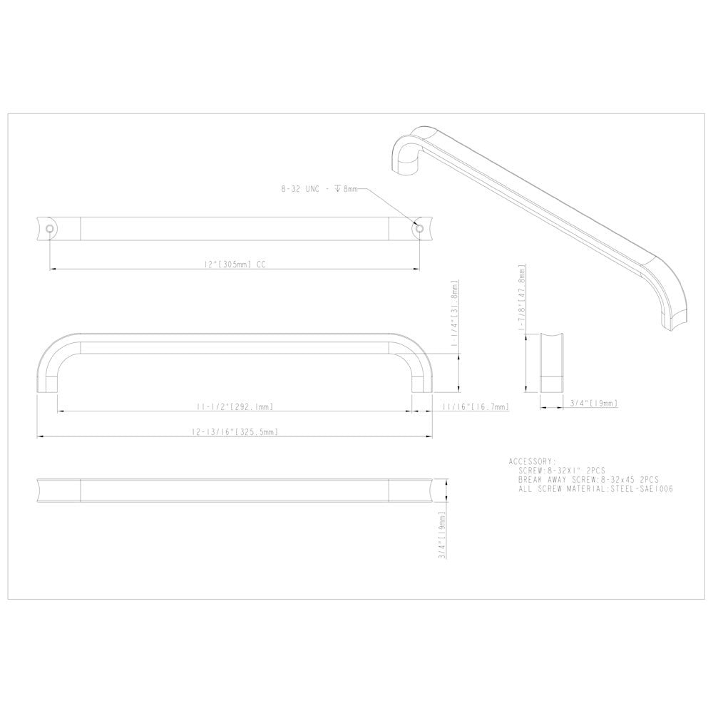 3" Center-to-Center Satin Nickel Rae Cabinet Pull