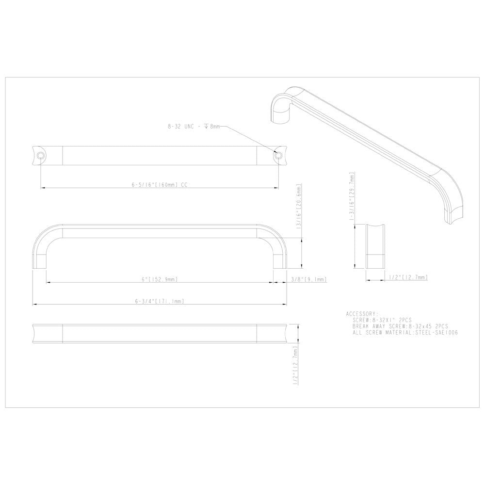 3" Center-to-Center Satin Nickel Rae Cabinet Pull