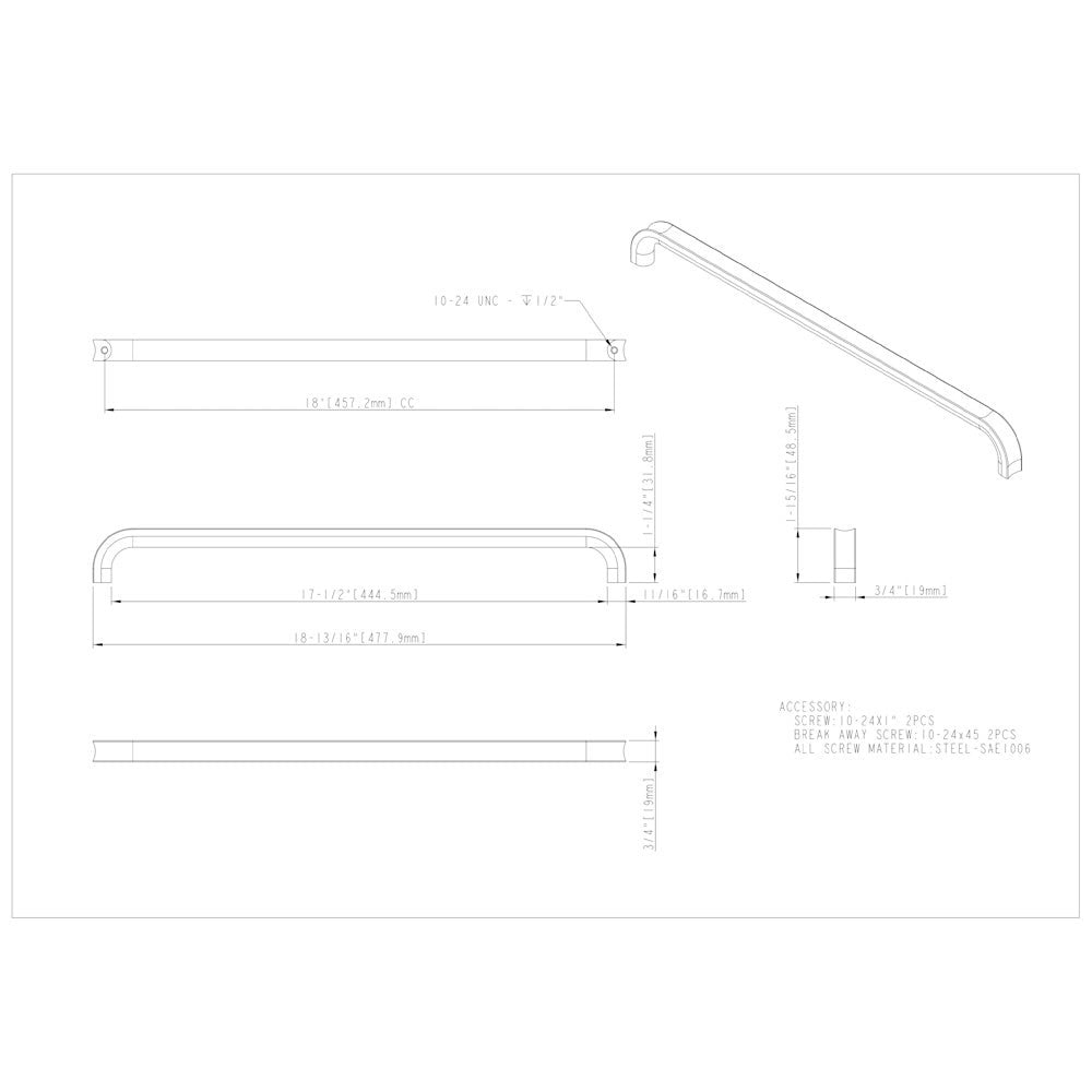 3" Center-to-Center Satin Nickel Rae Cabinet Pull