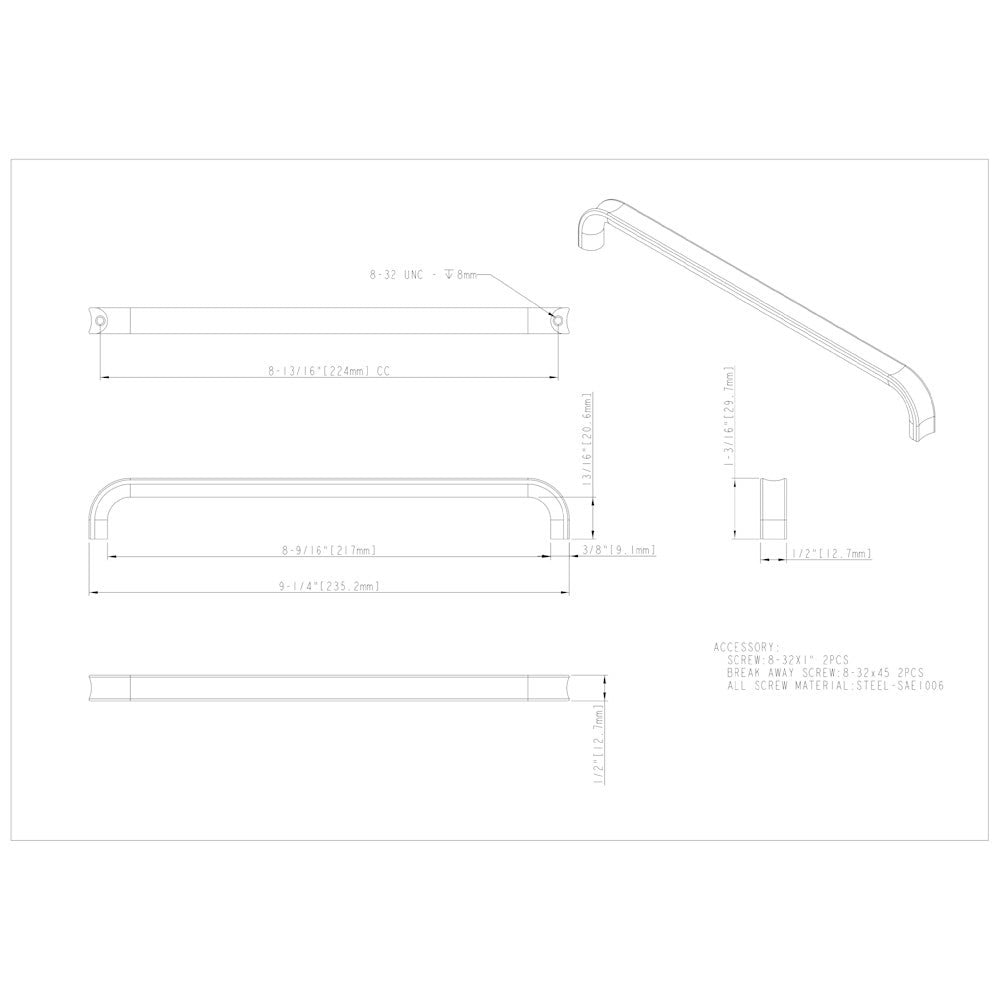 3" Center-to-Center Satin Nickel Rae Cabinet Pull