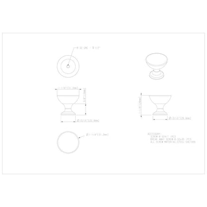 1-1/16" Diameter Polished Chrome Rae Cabinet Knob