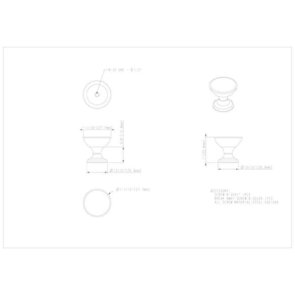 1-1/16" Diameter Polished Chrome Rae Cabinet Knob
