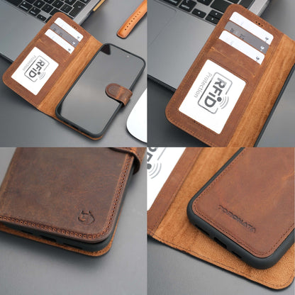 Casper Leather iPhone 15 Plus Wallet Case | Detachable MagSafe Compatible RFID Protection