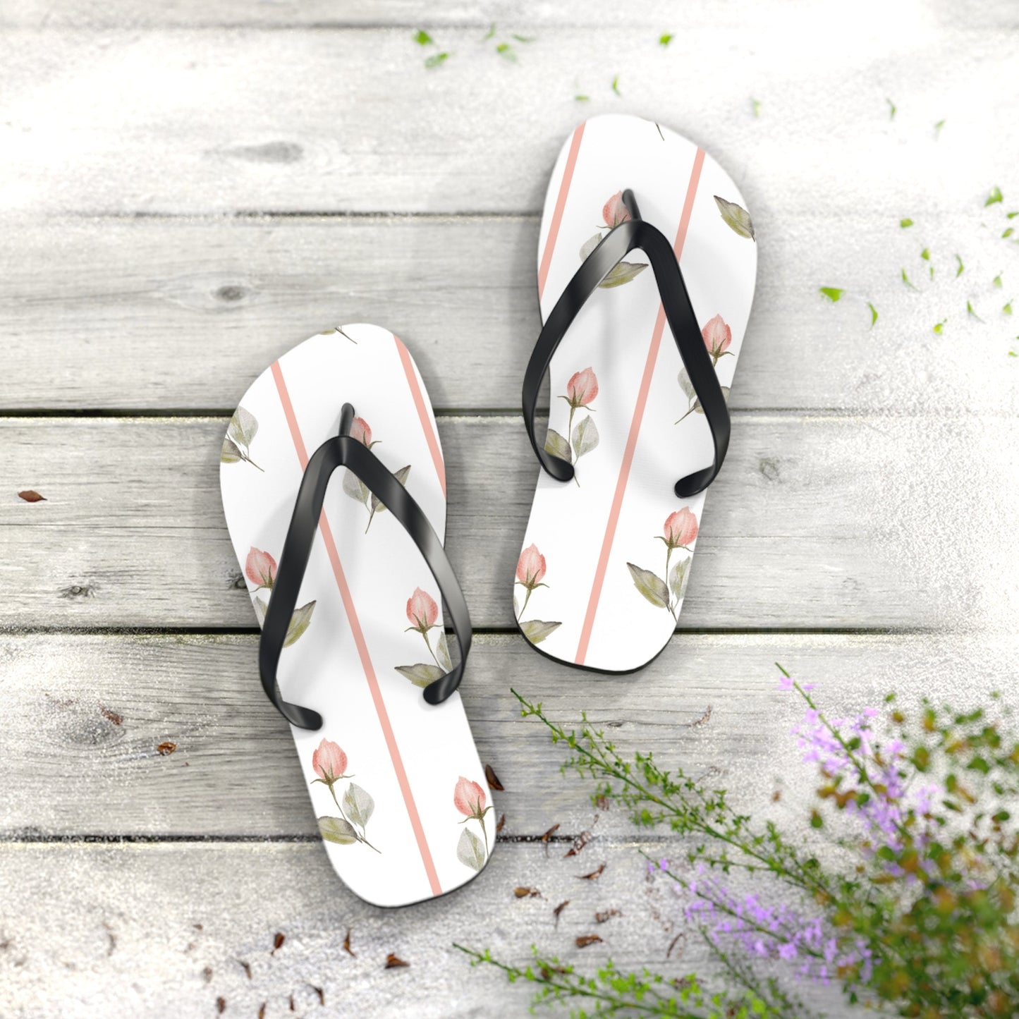 Customizable: Floral Flip Flops - Summer Footwear, Beach Sandals, Vacation Essentials, Gift for Her