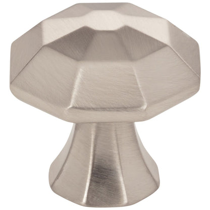1-1/4" Overall Length Satin Nickel Octagonal Wheeler Cabinet Knob
