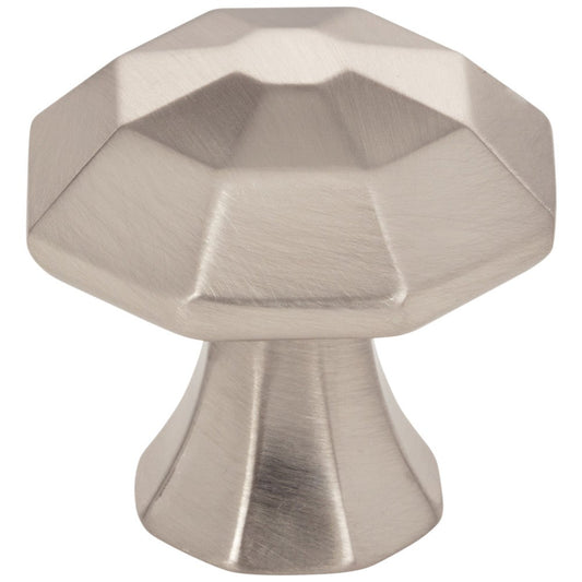 1-1/4" Overall Length Satin Nickel Octagonal Wheeler Cabinet Knob