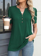 Notched Short Sleeve Women's T-Shirt - Stylish and Comfortable Design