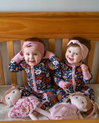 Navy wildflower bamboo zippy