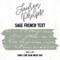 Sage French Text 15mm washi