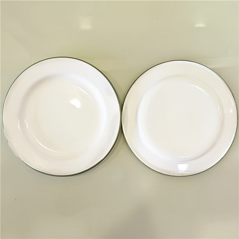 Vintage Enamel Serving Plates Set  Elegant Dining Essential