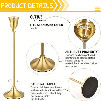 Set of 3 Brass Cone Candle Holders for Modern Decor