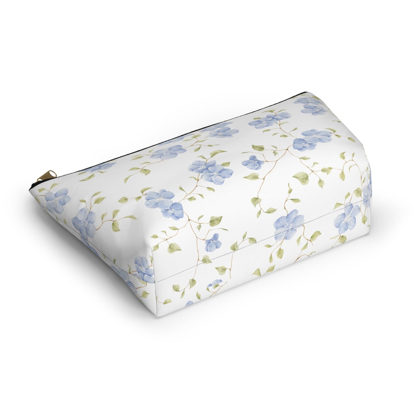 Customizable: Floral Accessory Pouch, Cosmetic Bag, Makeup Organizer, Gift for Her, Travel Essentials, Blue Floral Design