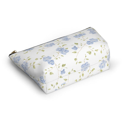 Customizable: Floral Accessory Pouch, Cosmetic Bag, Makeup Organizer, Gift for Her, Travel Essentials, Blue Floral Design