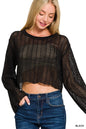 Zenana Open Knit Cropped Sweater