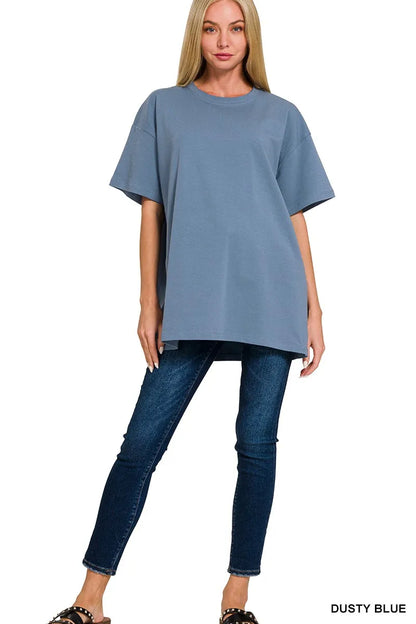 Zenana Cotton Round Neck Top & Legging Set