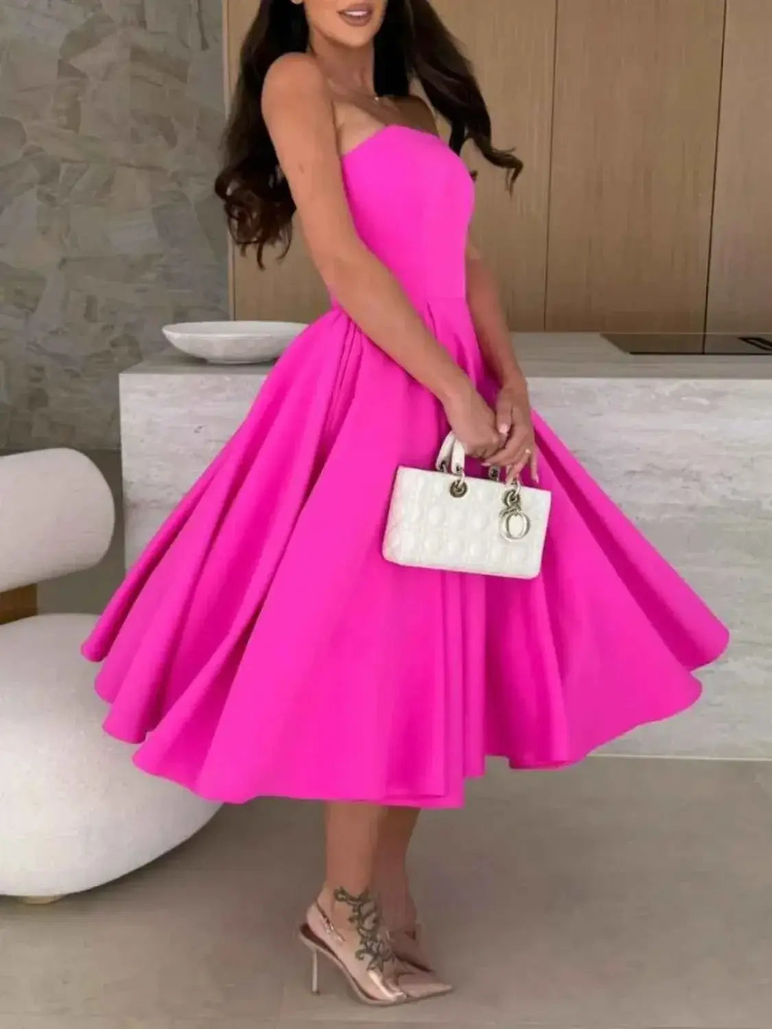 Solid Color Tube Dress Midi for Chic and Stylish Looks