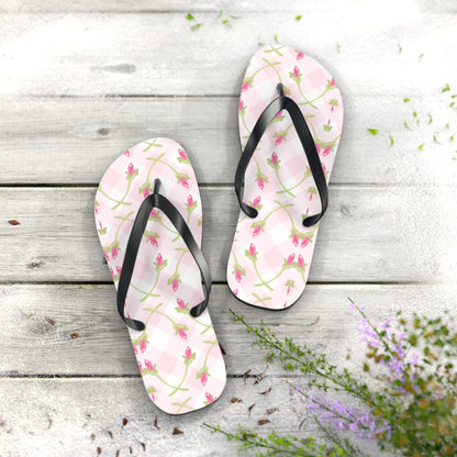 Customizable: Chic Floral Flip Flops for Summer Fun, Beach Vacation Sandals, Garden Party Footwear, Stylish Slip-Ons, Spring Accessories