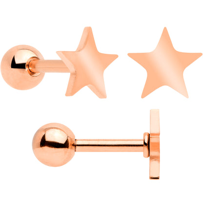 18G Clear CZ Gem Rose Gold Tone Heart Cartilage Tragus Set of 8