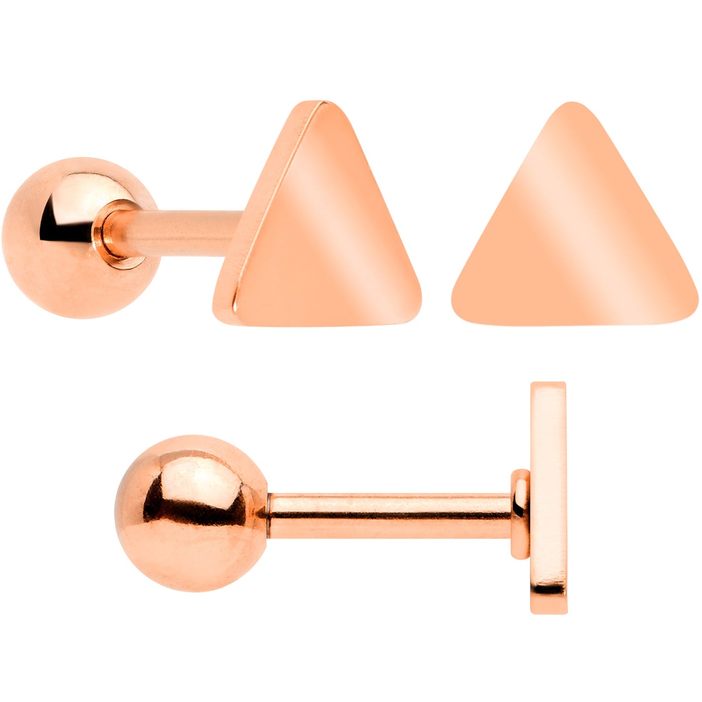 18G Clear CZ Gem Rose Gold Tone Heart Cartilage Tragus Set of 8