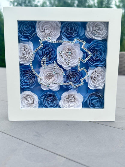 Fully Customizable: Blinged out Logo Flower Shadow Box *College Logo *Graduation Gift *Bed Party Decor *College Acceptance *High School Grad  *College Commitment