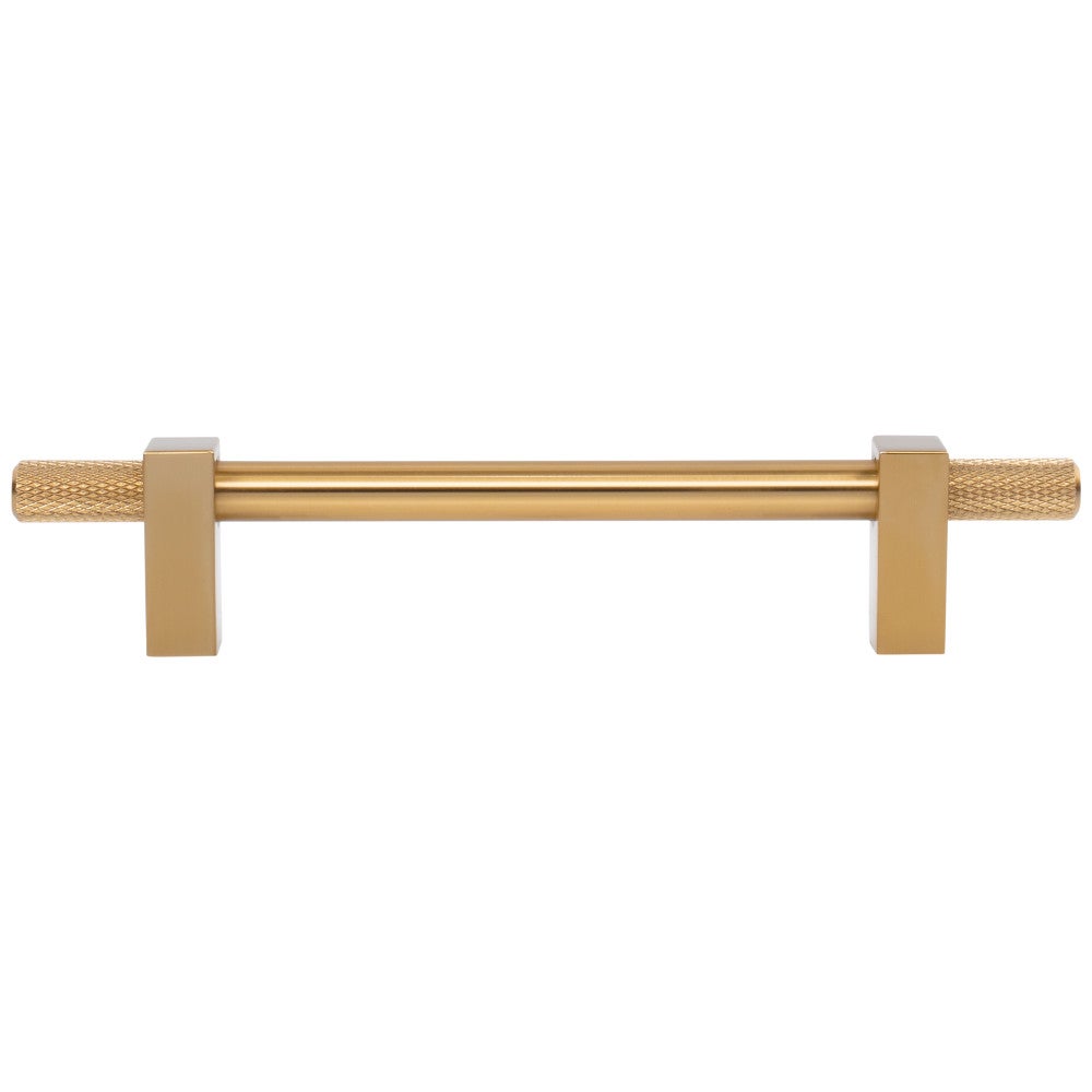 96 mm Center-to-Center Satin Nickel Larkin 4 Knurled Ends Cabinet Bar Pull