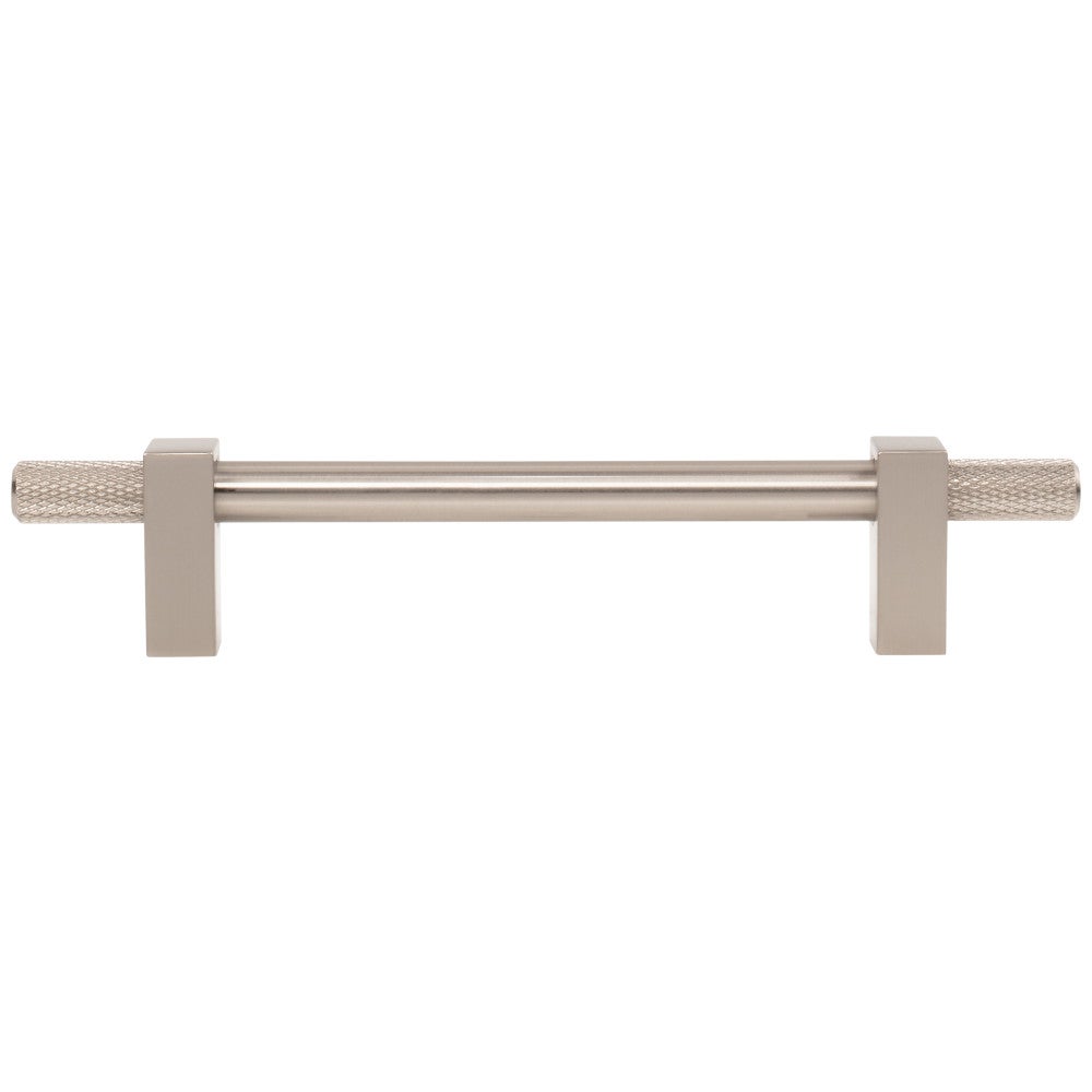 96 mm Center-to-Center Satin Nickel Larkin 4 Knurled Ends Cabinet Bar Pull