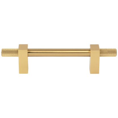 96 mm Center-to-Center Satin Nickel Larkin 4 Knurled Ends Cabinet Bar Pull