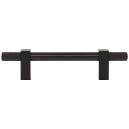 96 mm Center-to-Center Satin Nickel Larkin 4 Knurled Ends Cabinet Bar Pull