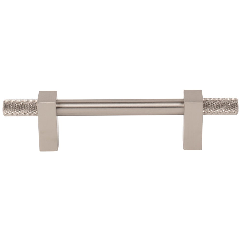 96 mm Center-to-Center Satin Nickel Larkin 4 Knurled Ends Cabinet Bar Pull