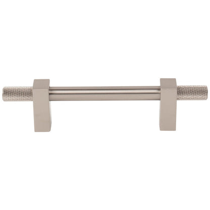 96 mm Center-to-Center Satin Nickel Larkin 4 Knurled Ends Cabinet Bar Pull