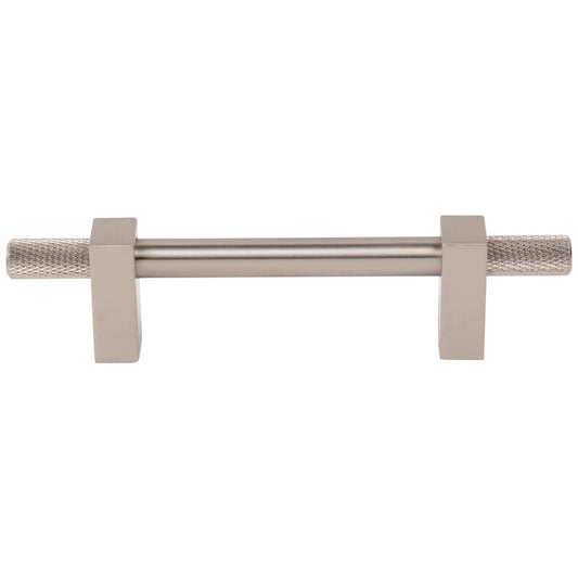 96 mm Center-to-Center Satin Nickel Larkin 4 Knurled Ends Cabinet Bar Pull