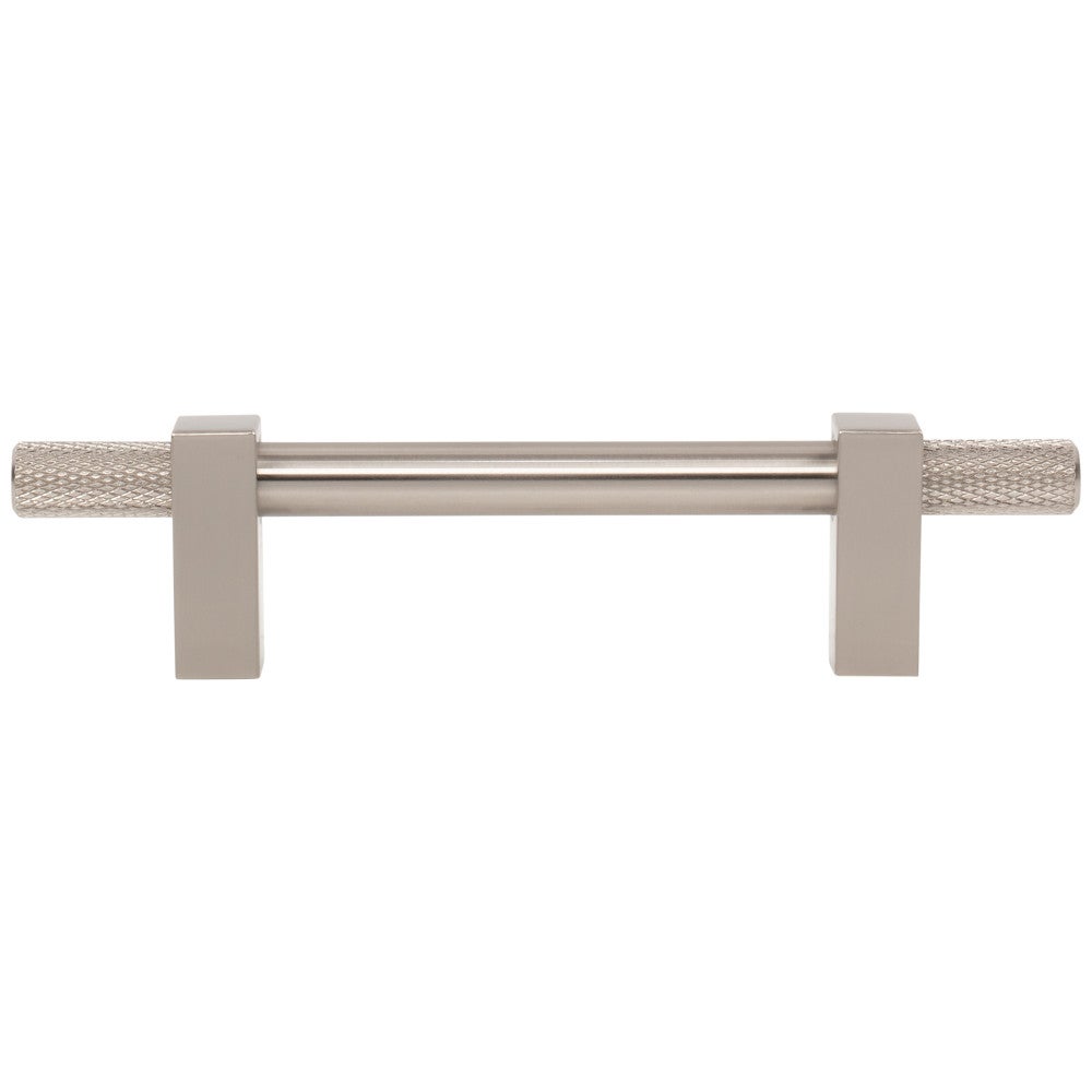 96 mm Center-to-Center Satin Nickel Larkin 4 Knurled Ends Cabinet Bar Pull
