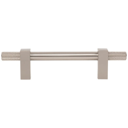 96 mm Center-to-Center Satin Nickel Larkin 4 Knurled Ends Cabinet Bar Pull