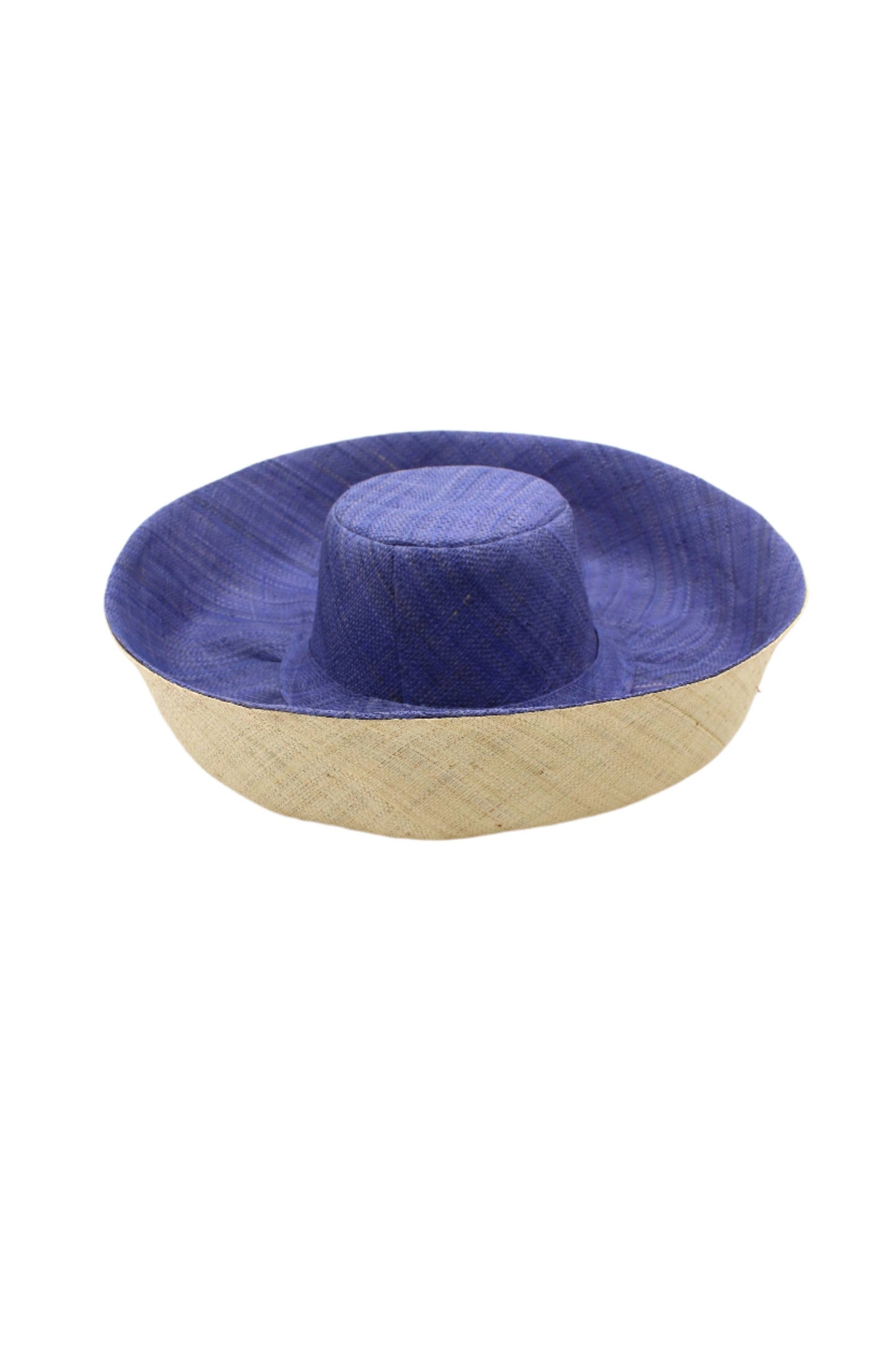 Monica 7" Wide Brim Two Tone Packable Straw Sun Hat