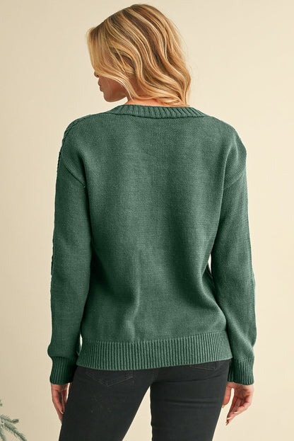 Dark Khaki Cardigan - Hollow Knit Drop Shoulder Style