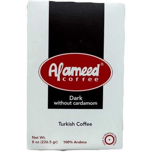 Alameed Dark Turkish Coffee Without Cardamom - Authentic Flavor, Rich Aroma, 100g