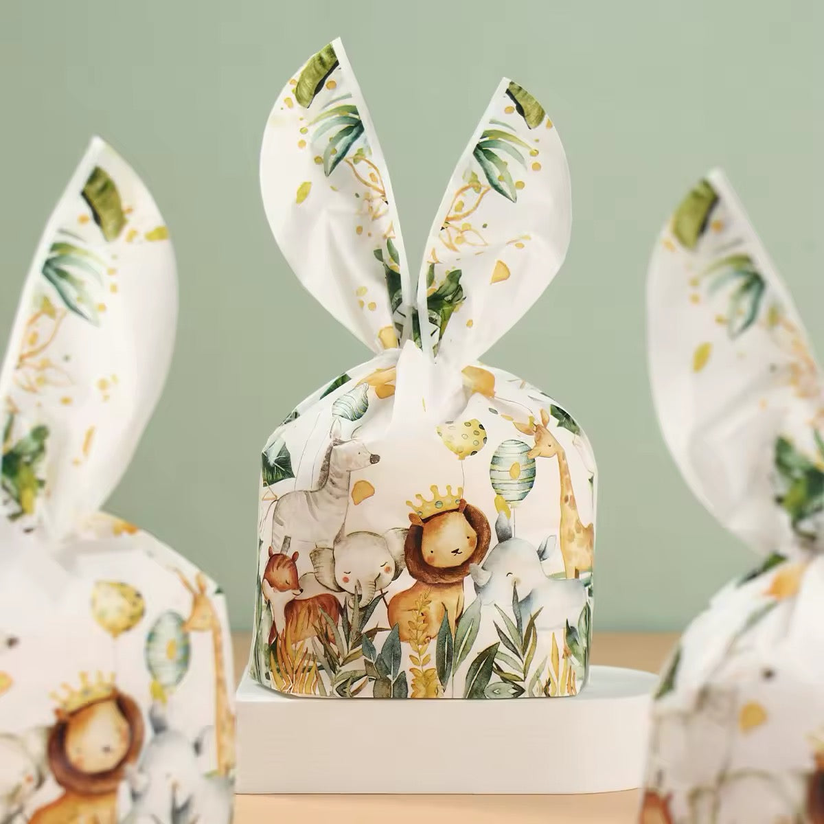 Kids Birthday Goodie Bags - Jungle Animal Gift Wraps 10-Pack